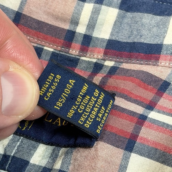 Polo Ralph Lauren Shirt Men's X-Large XL Red Plaid Short Sleeve Button Down Pony - Picture 7 of 12